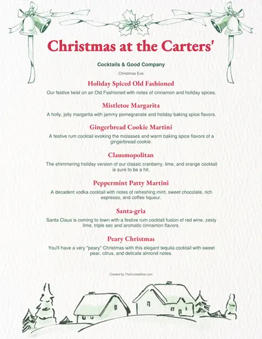 Christmas menu sample