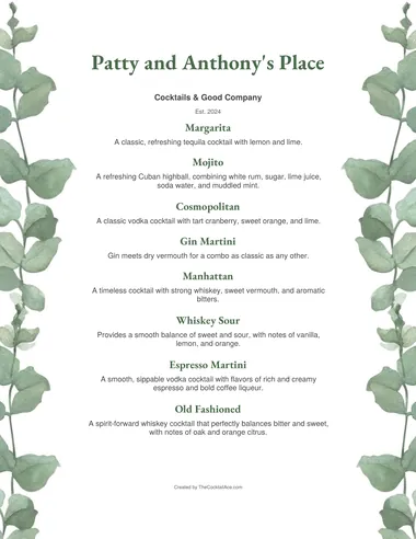 Eucalyptus menu sample