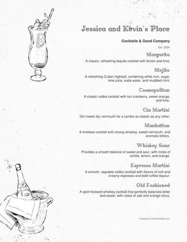 Speakeasy menu sample